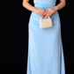 Elegant Draped Cowl Neck Light Blue Long Evening Gown With Lace-Up Back fg9009