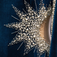 Blue Boat Neck Beaded Velvet Evening Gown fg9068