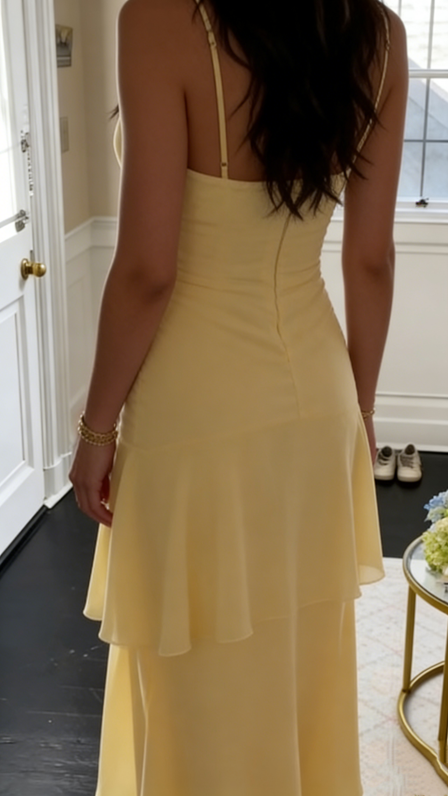 Gelbes, modisches, langes Ballkleid, Abend- und Partykleider fg7739