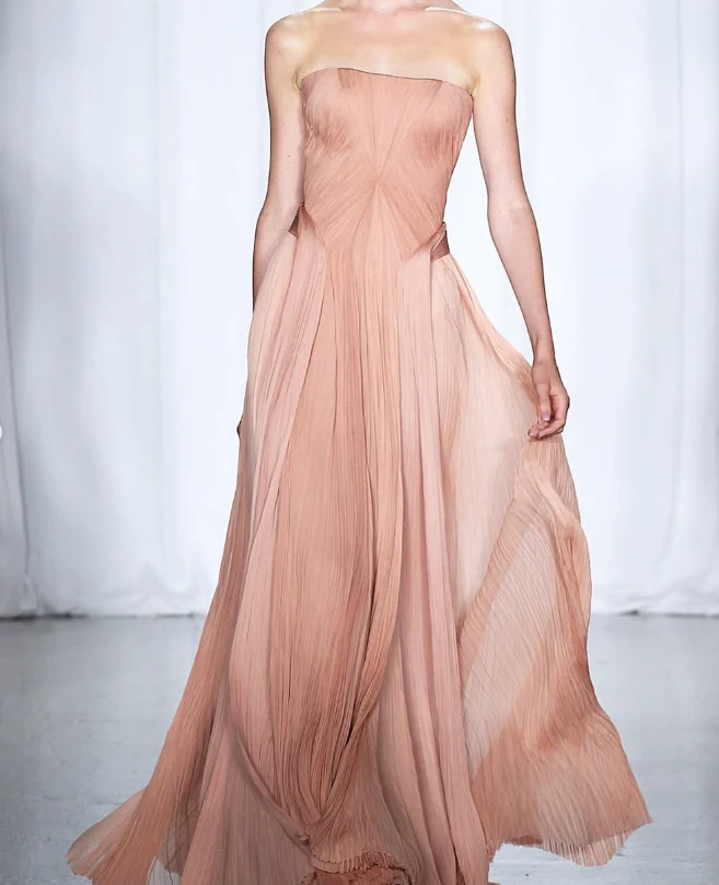 Elegant A Line Strapless Chiffon Long Prom Dress Evening Dress   fg8560