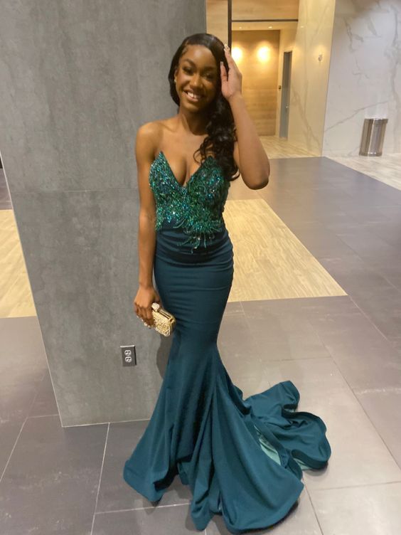 Elegant Green Meramid Prom Dress Women Evening Party Fashion Gown    fg5138