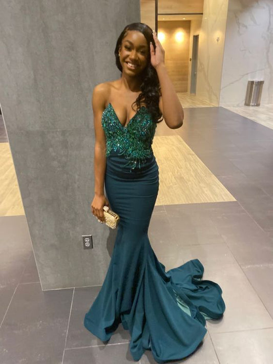 Elegant Green Meramid Prom Dress Women Evening Party Fashion Gown    fg5138