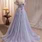 Off Shoulder Sweetheart Long Formal Dress, Tulle Prom Dress      fg5025