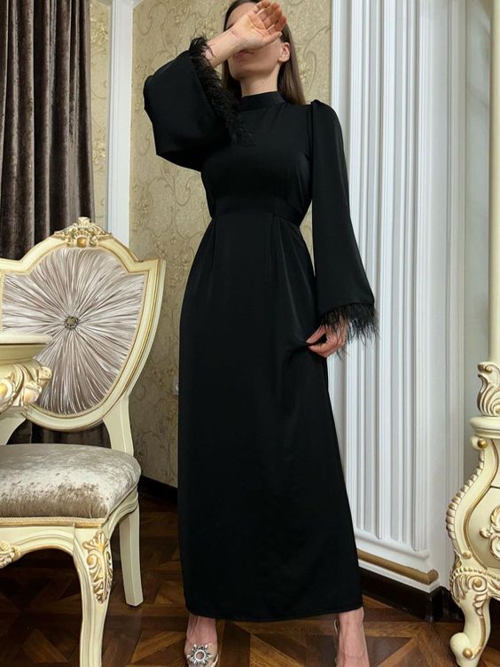 Elegant Black Prom Dresses A Line Ankle Length Party Gown for Women   fg4637