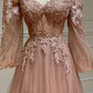 A-Line Tulle Lace Long Prom Dresses, Off the Shoulder Lace Formal Dresses      fg4471