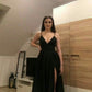 Black Prom Dresses Side Slit Evening Dresses    fg5087