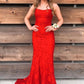 Red Elegant Dress Women Long Prom Dress Mermaid Lace Long Prom Dress     fg4906