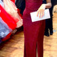 Burgundy sparkly glitter prom dress long evening dress      fg4920