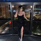 Sexy Black Mermaid Spaghetti Straps Long Prom Dresses      fg5122