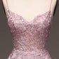 A-Linie Spaghettiträger Langes Glitzer Ballkleid fg5181