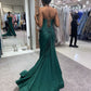 Green Mermaid Sleeveless Evening Dress with Slit      fg5151