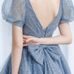 Blue Tulle V Neck Tulle Long Prom Dress, Blue Sweet 16 Dress     fg4465