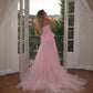 Charming Pink Strapless High Slit Flower Prom Dress       fg4142