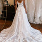 Gorgeous A-Line Cold Sleeves Tulle Lace Beach Wedding Dresses     fg3853