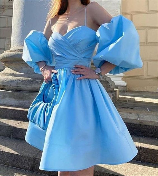 A line Blue Party Dress Lady Fashion Homecoming Gown     fg3694