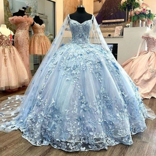 Blue A Line Tulle Ball Gown Prom Dresses, Evening Gowns        fg3992