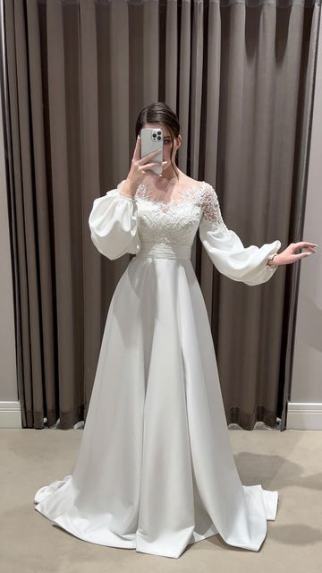 White Evening Gown Elegant Dress Long Sleeve Wedding Dresses       fg3507