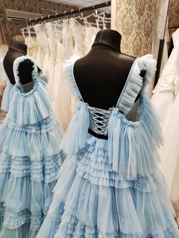 Princess Simple Dress, Blue Prom Dress, Evening Dress, Cocktail Dress, Feminine Party Dress,Blue Wedding Dress       fg3988
