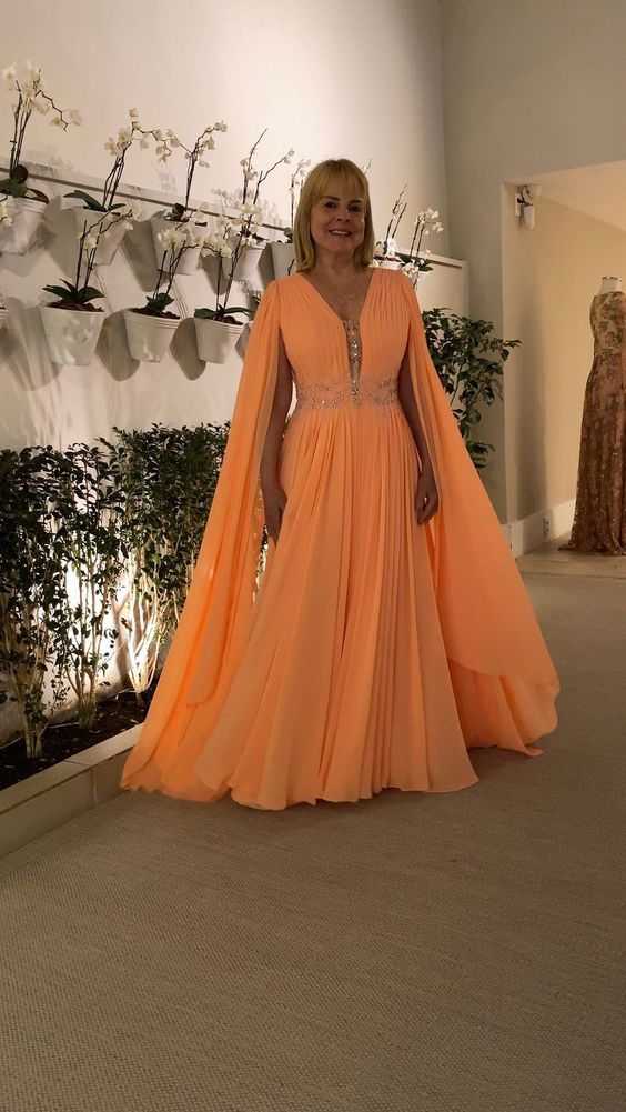 Orange Long Prom Dress, Formal Evening Graduation Dress     fg4004