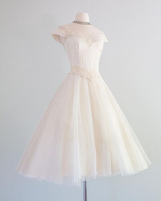 Ivory Vintage Cocktail Dresses Short Prom Dress     fg3511