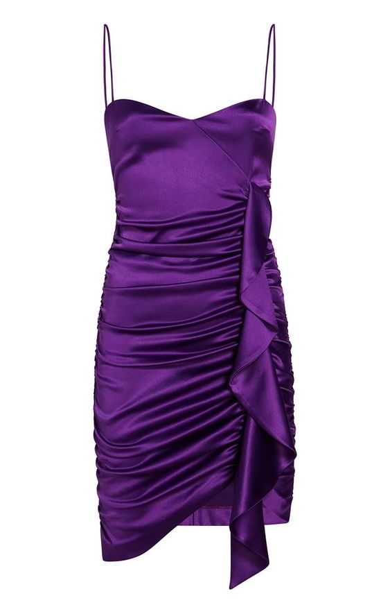 Spaghetti Straps Party Dress Lady Fashion Purple Homecoming Gown     fg3682