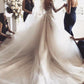 Illusion Jewel Neck Long Sleeves Sweep Wedding Dress With Appliques    fg3464