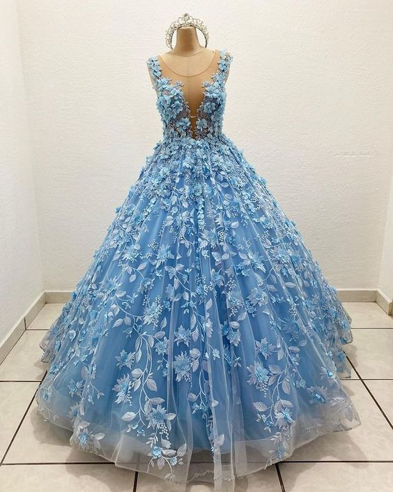 A Line Blue Formal Gown Dress Long Prom Dress Evening Dress        fg4309