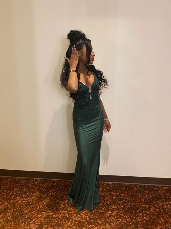 Black Girl Emerald Green Prom Dress       fg4133