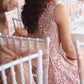 A-Line Pink Lace Tea Length Sleeveless Homecoming Dress     fg3563