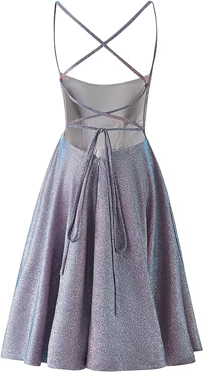 Sparkly Glitter Homecoming Dresses Short Spaghetti Straps Prom Dress Party Gowns for Women with Pockets Homecoming Dress    fg3653