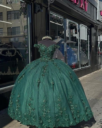 Drak Green Ball Gown Long Prom Dress       fg3611