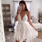 Lovely White Lace Short Prom Dress Mini Party Gowns     fg3741