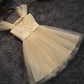 Lovely Champagne Tulle Cute Teen Homecoming Dress with Bow, Straps Tulle Formal Dresses      fg3745