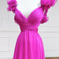 A-Line Fuchsia Long Prom Dresses, Backless Fuchsia Long Formal Dresses        fg3971