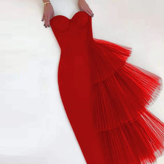 Elegant Red Mermaid Prom Dresses Party Gowns Evening Dress     fg4056