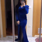 Blue V neck Long Prom Dress Formal Evening Gowns      fg4020