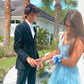 Blue Lace A-Line Prom Gown     fg4219