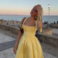 A Line Homecoming Dresses Yellow Bow Strap Prom Cocktail Party Gown       fg6229