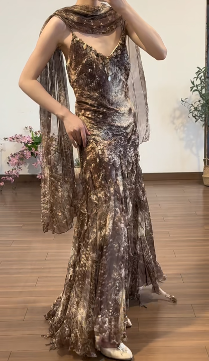Buntes Meerjungfrau-Partykleid mit Pailletten und langen Abschlusskleidern fg8362