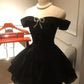 Black Off Shoulder Homecoming Dress Short Party Dress    fg7701