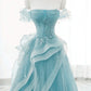 Tulle Off Shoulder Beaded Lace Long Prom Dress, Formal Dress      fg4913