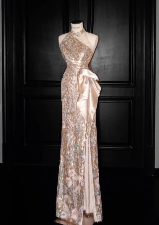 Buntes Meerjungfrau-Partykleid mit Pailletten und langen Abschlusskleidern fg8362
