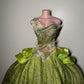 Sweetheart Ball Gown Green Long Prom Dresses Sparkly Rhinestone Tulle Green Sweet 16 Dress fg8536