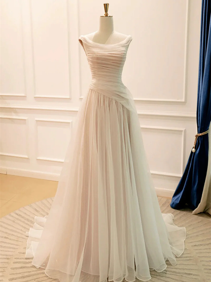 Light Champagne A-line Chiffon Prom Dress Party Dress, Simple Chiffon Wedding Party Dress  fg8730
