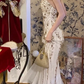 White Mermaid Long Prom Dress Beaded Vintage Evening Dress fg8255