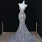 Silver gorgeous shiny fashion long sequin mermaid floor length fishtail dress prom dress, evening dress, party dress  fg8548