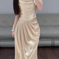 Champagne Satin Prom Party Dress Mermaid Evening Dress Graduation Dress fg8702