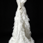 One-Shoulder White Mermaid Wedding Dress with Lace Beading & Tiered Ruffle Skirt fg8962