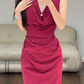 Halter Neck Burgundy Mermaid Evening Dress Birthday Outfit Prom Party Dress fg8606