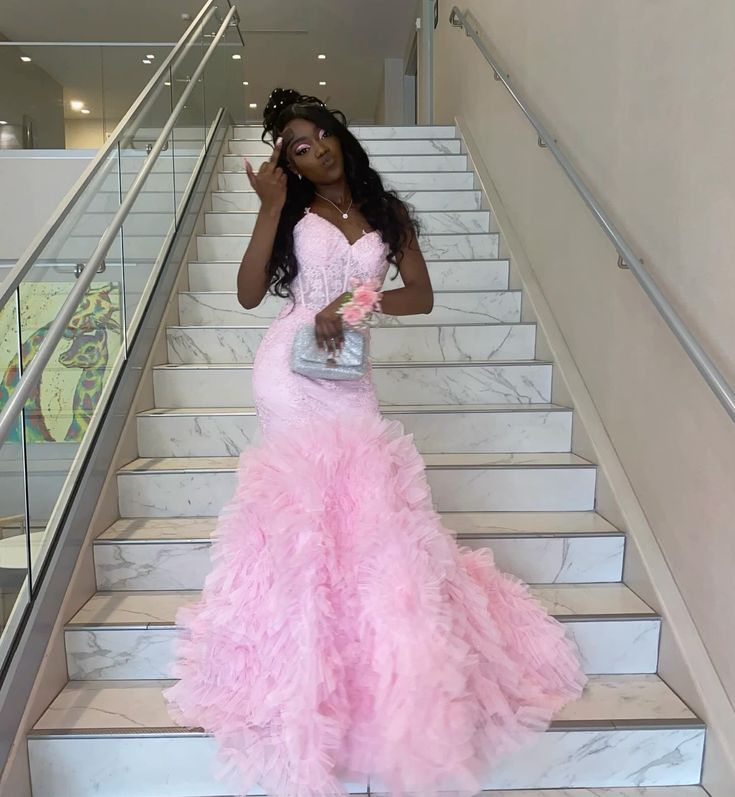 V Neckline Mermaid Tulle Prom Dress Evening Dress Birthday Dress fg8420